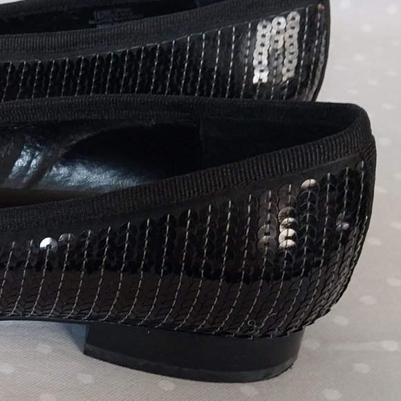 Steven by Steve Madden Black Sequin Ballet Flat with Bow Detail on Toe - Picture 10 of 10